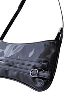 Women Black Baguette Bag with Buckle Detail