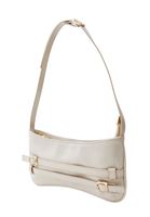 Women Cream Baguette Bag with Buckle Detail