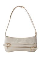 Women Cream Baguette Bag with Buckle Detail