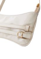 Women Cream Baguette Bag with Buckle Detail