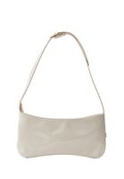 Women Cream Baguette Bag with Buckle Detail