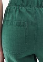 Women Green Linen Blended Carrot Fit Pants