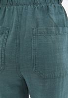 Women Green Linen Blended Carrot Fit Pants