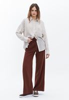 Women Brown Linen Blended High Rise Wide Leg Pants