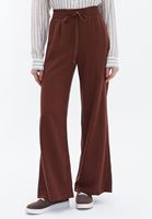 Women Brown Linen Blended High Rise Wide Leg Pants