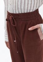 Women Brown Linen Blended High Rise Wide Leg Pants