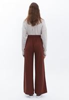 Women Brown Linen Blended High Rise Wide Leg Pants