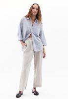 Women Beige High Rise Straight Fit Linen Pants