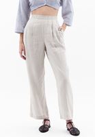 Women Beige High Rise Straight Fit Linen Pants