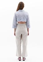 Women Beige High Rise Straight Fit Linen Pants