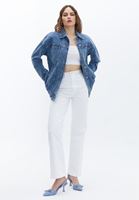 Women Blue Boyfriend Denim Jacket 