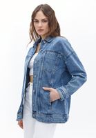 Women Blue Boyfriend Denim Jacket 