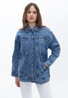 Women Blue Boyfriend Denim Jacket 