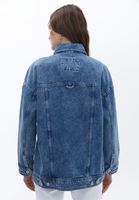 Women Blue Boyfriend Denim Jacket 