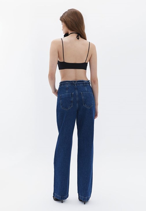 Straight-Fit Pantolon ve Bralet Kombini