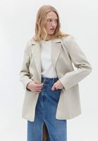 Women Cream Vegan Leather Oversize Blazer