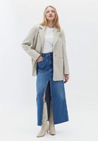 Women Cream Vegan Leather Oversize Blazer