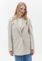 Women Cream Vegan Leather Oversize Blazer