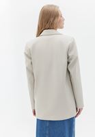 Women Cream Vegan Leather Oversize Blazer