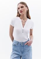 Women White Tshirt with Button Detail