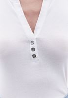 Women White Tshirt with Button Detail