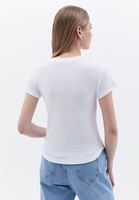 Women White Tshirt with Button Detail