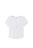 Women White Tshirt with Button Detail