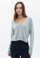 Women Green V-Neck Knitwear Sweater