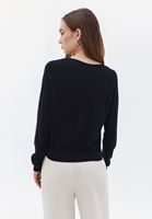 Women Black V-Neck Knitwear Sweater