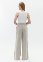 Women Beige Mid Rise Wide Leg Pants