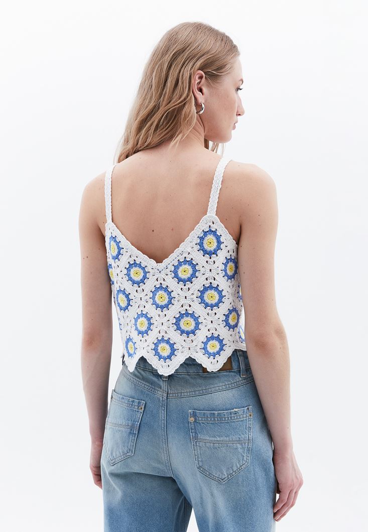 Women Mixed Crochet Crop Top