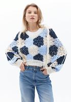 Bayan Çok Renkli Nakışlı Crop Bluz