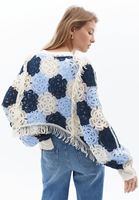 Bayan Çok Renkli Nakışlı Crop Bluz