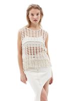 Women Cream Crochet Blouse with Tassel Detail