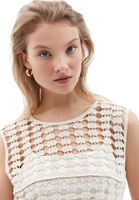 Women Cream Crochet Blouse with Tassel Detail