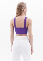 Women Purple V-Neck Seamless Crop Singlet