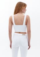 Women White V-Neck Seamless Crop Singlet