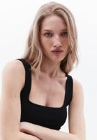 Women Black Stretch Square Neck Singlet