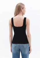 Women Black Stretch Square Neck Singlet