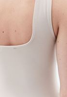 Women Beige Stretch Square Neck Singlet