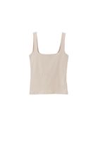 Women Beige Stretch Square Neck Singlet