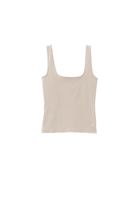 Women Beige Stretch Square Neck Singlet