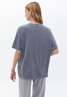 Bayan Gri Sıfır Yaka Oversize Tişört