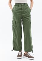 Women Khaki High Rise Pants with Cargo Pockets