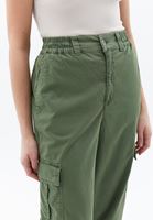 Women Khaki High Rise Pants with Cargo Pockets