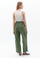 Women Khaki High Rise Pants with Cargo Pockets