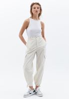 Women Cream High Rise Pants with Cargo Pockets