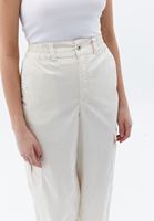 Women Cream High Rise Pants with Cargo Pockets