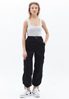 Women Black High Rise Pants with Cargo Pockets