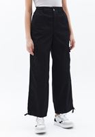 Women Black High Rise Pants with Cargo Pockets